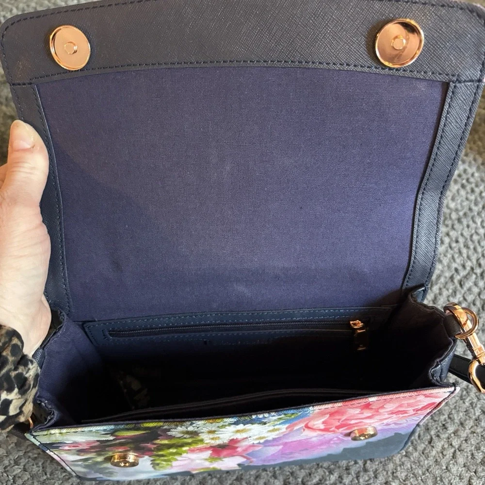 Ladies Women Ted Baker London Navy Top Handle Lady Bag Leather w/ Shoulder Strap